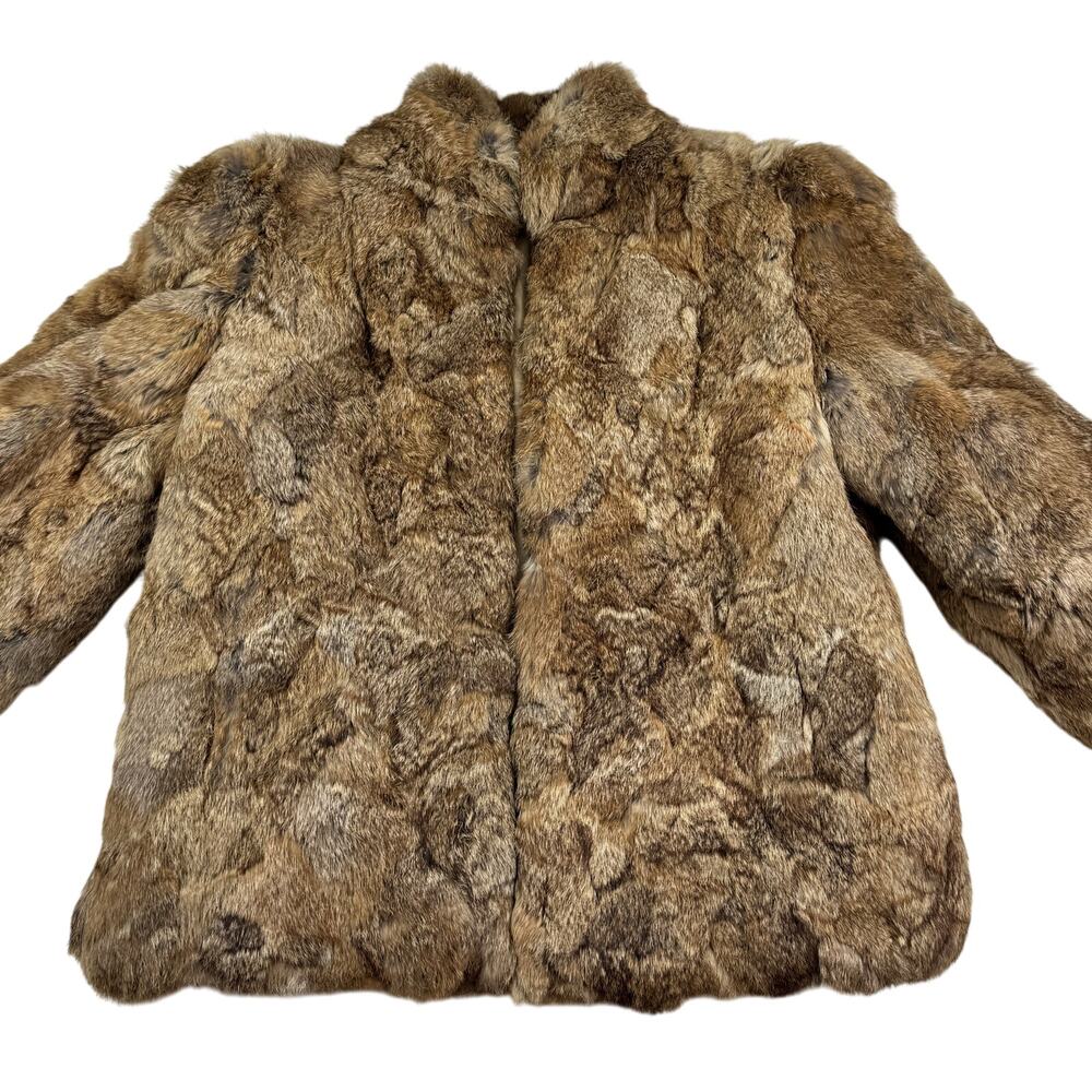 Vintage 100% Dyed Rabbit Fur Quiet Luxury Mob Wife Soft Fuzzy Coat Women's M